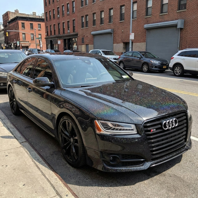 MOSFA Laser Starry Sky Holographic PPF with Rainbow Effect on Audi S8 | 7.5mil Self-Healing TPU Paint Protection Film