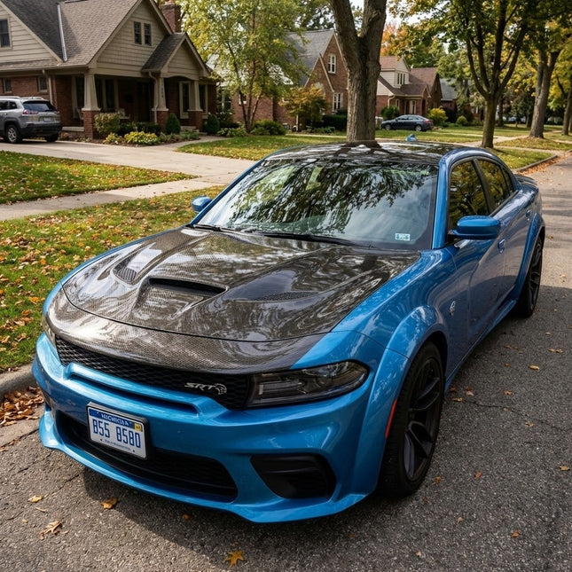 Dodge Charger SRT Hellcat wrapped in MOSFA Carbon Fiber Gloss PPF 7.5mil self-healing paint protection film