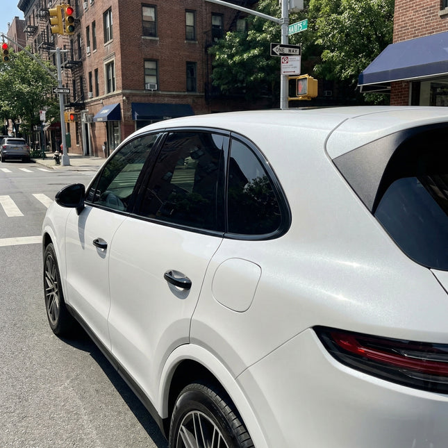 MOSFA Fine Floral White Vinyl Wrap | 6.5mil PET | Crystal Gloss | Air Release