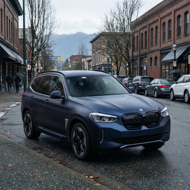 MOSFA Ultra Matte Black Phantom Blue Water-Reactive Vinyl Wrap | 6.5mil PET | Metallic Matte | Air Release