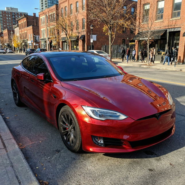 MOSFA Ultra Gloss Metallic Flame Red Vinyl Wrap | 6.5mil PET | Metallic Gloss | Air Release