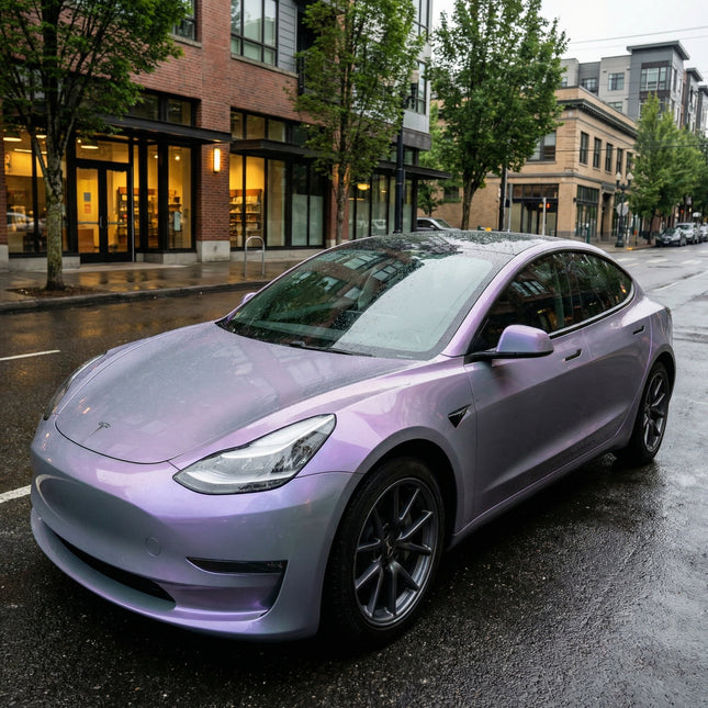 MOSFA Dual-Tone Gray Enchanted Purple Vinyl Wrap | 6.5mil PET | Iridescent Gloss | Air Release