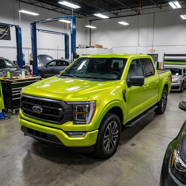 MOSFA Electric Lemon Green Vinyl Wrap | 6.5mil PET | Electro Metallic Matte | Air Release