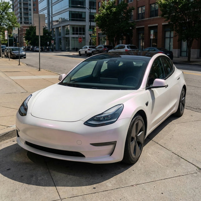 MOSFA Matte Ceramic White-to-Pink Vinyl Wrap | 6.5mil PET | Color Shift Matte | Air Release