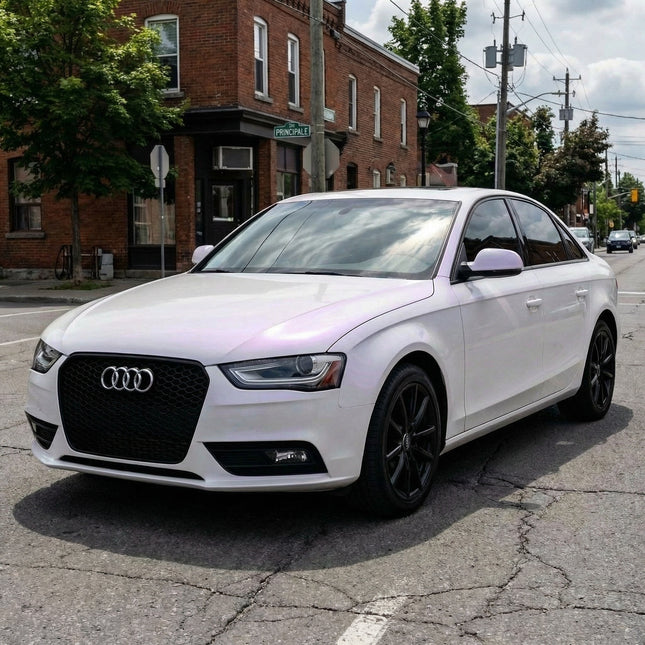 MOSFA High Gloss Ceramic White-to-Purple Vinyl Wrap | 6.5mil PET | Color Shift Gloss | Air Release