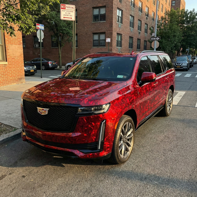 MOSFA Floral Carbon Red Vinyl Wrap | 6.5mil PET | Special Texture Gloss | Air Release