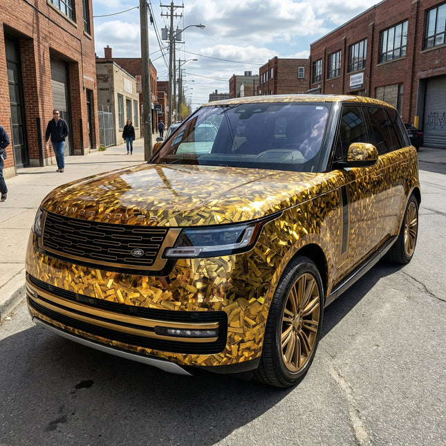 MOSFA Floral Carbon Gold Vinyl Wrap | 6.5mil PET | Special Texture Gloss | Air Release