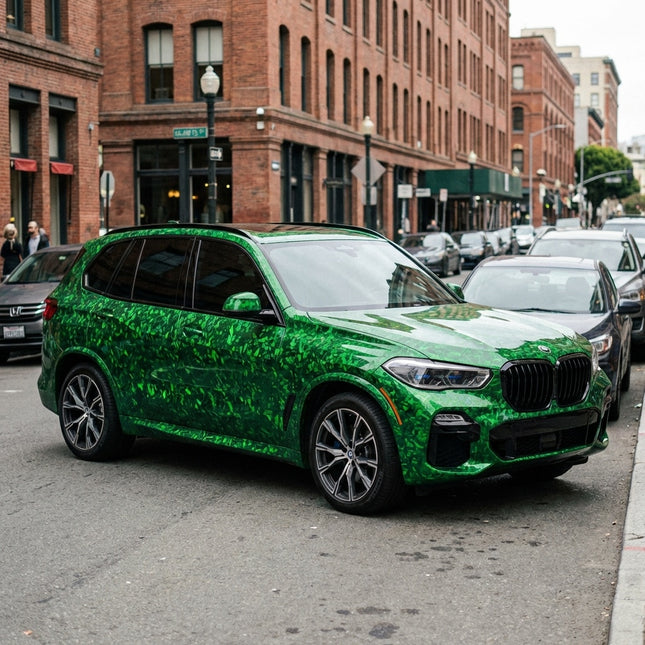 MOSFA Floral Carbon Green Vinyl Wrap | 6.5mil PET | Special Texture Gloss | Air Release