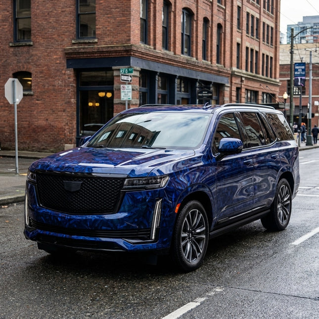 MOSFA Floral Carbon Navy Blue Vinyl Wrap | 6.5mil PET | Special Texture Gloss | Air Release