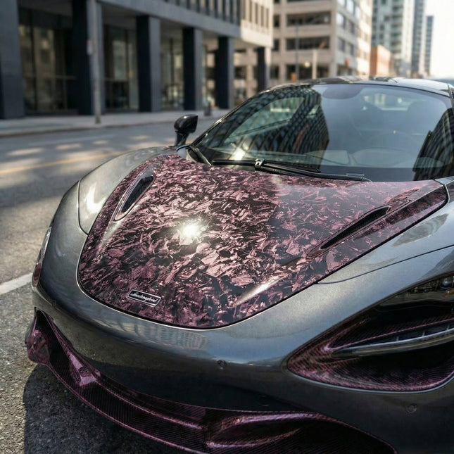 MOSFA Mini Floral Carbon Pink Vinyl Wrap | 6.5mil PET | Special Texture Gloss | Air Release