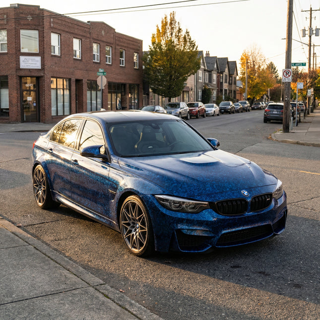 MOSFA Mini Floral Carbon Navy Blue Vinyl Wrap | 6.5mil PET | Special Texture Gloss | Air Release