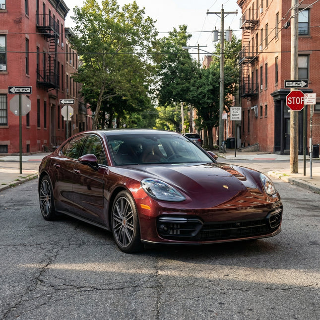 MOSFA copper ore PPF on Porsche Panamera - 7.5mil self-healing paint protection film with rich copper metallic coating