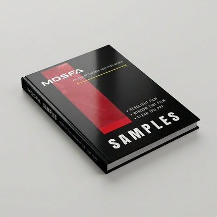 MOSFA PPF sample collection featuring various paint protection film finishes and colors