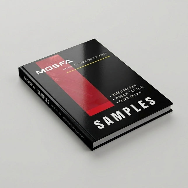 MOSFA PPF sample collection featuring various paint protection film finishes and colors