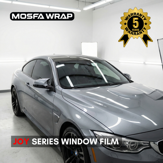 MOSFA Wrap Joy Series car window tint film on BMW coupe - affordable UV protection window tinting with 5-year warranty